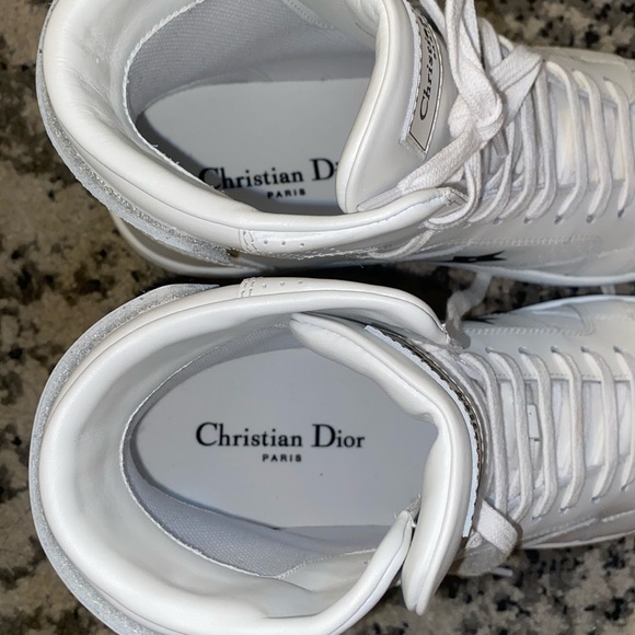 Christian Dior Star High Top Sneaker White Calfskin and Suede size 38 - Picture 5 of 12